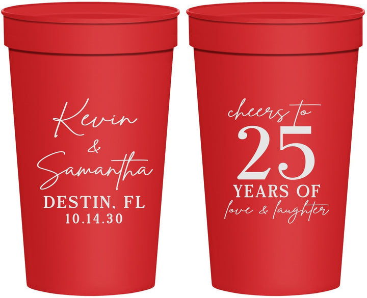 Personalized Anniversary 32 oz Stadium Cups - 25 Years Of Marriage | 80032