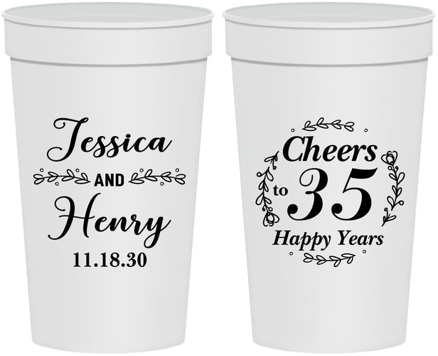 Personalized Anniversary 32 oz Stadium Cups - Cheers To 35 Years | 80034