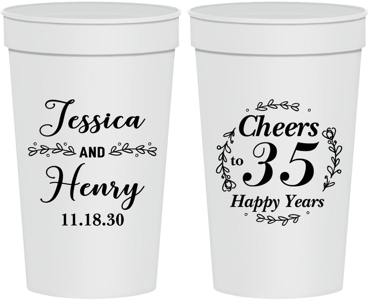Personalized Anniversary 32 oz Stadium Cups - Cheers To 35 Years | 80034