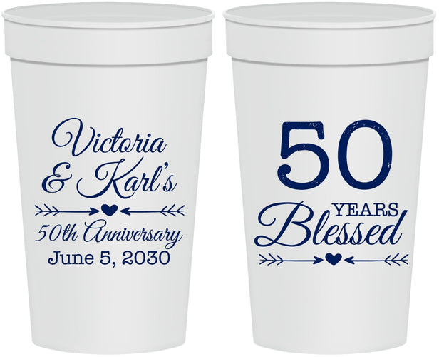 Personalized Anniversary 32 oz Stadium Cups - 50 Years Blessed | 80037