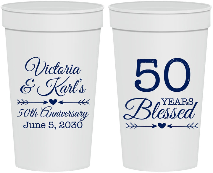 Personalized Anniversary 32 oz Stadium Cups - 50 Years Blessed | 80037