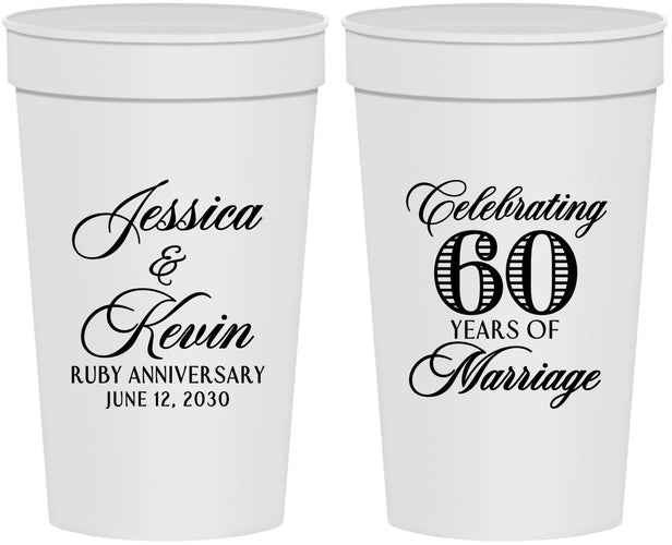Personalized Anniversary 32 oz Stadium Cups - 60 Years Of Marriage | 80039