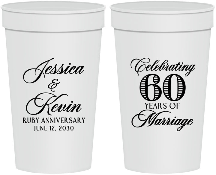 Personalized Anniversary 32 oz Stadium Cups - 60 Years Of Marriage | 80039