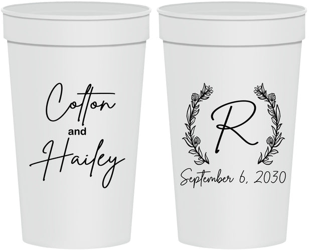 Personalized Wedding 32 oz Stadium Cups - Monogram | 803