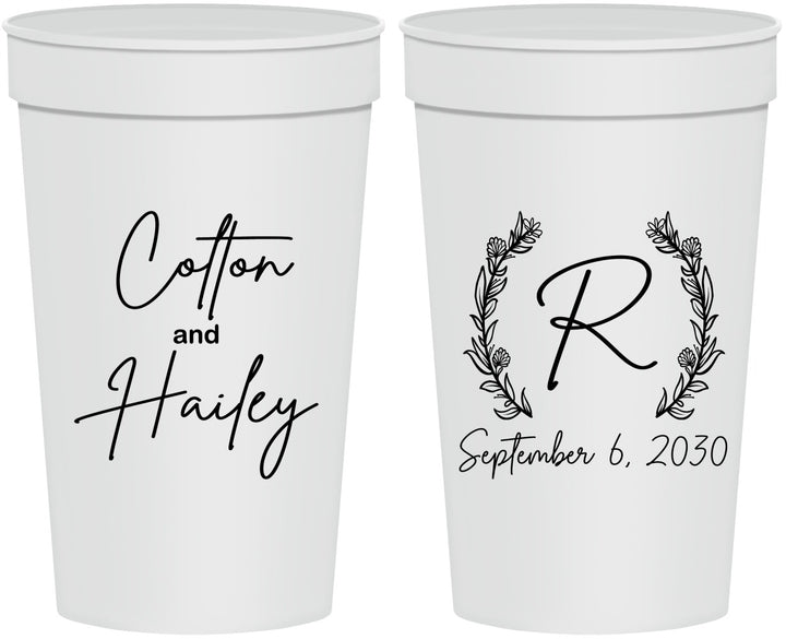 Personalized Wedding 32 oz Stadium Cups - Monogram | 803