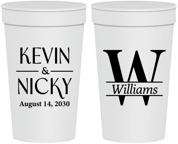 Personalized Wedding 32 oz Stadium Cups - Monogram | 806