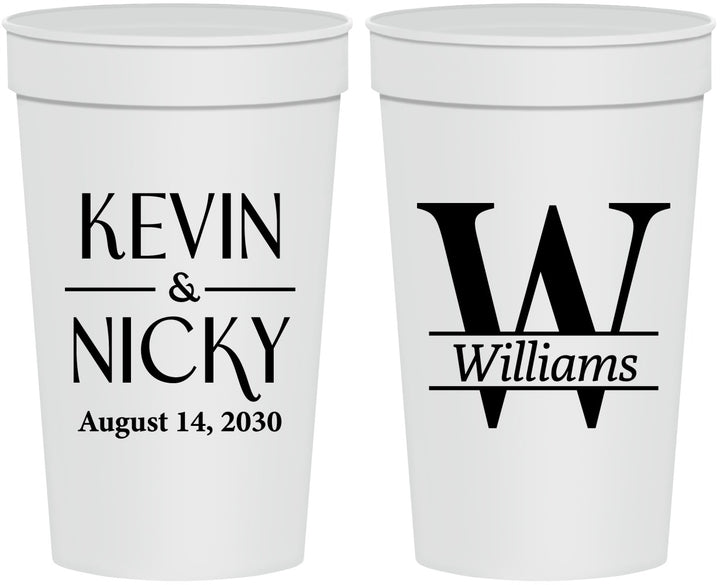 Personalized Wedding 32 oz Stadium Cups - Monogram | 806