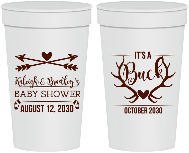 Personalized Baby Shower 32 oz Stadium Cups - It’s A Buck Antler | 90000