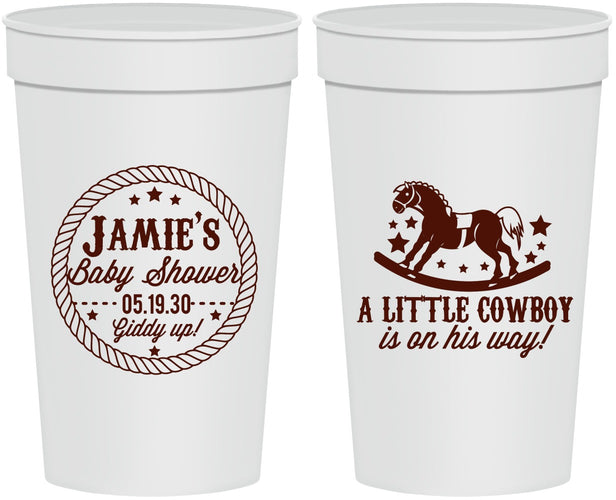 Personalized Baby Shower 32 oz Stadium Cups - Little Cowboy | 90003