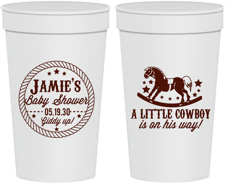 Personalized Baby Shower 32 oz Stadium Cups - Little Cowboy | 90003