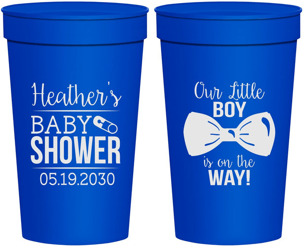 Personalized Baby Shower 32 oz Stadium Cups - Little Boy Is On The Way | 90005