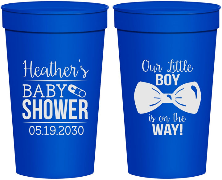 Personalized Baby Shower 32 oz Stadium Cups - Little Boy Is On The Way | 90005