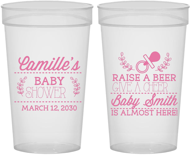 Personalized Baby Shower 32 oz Stadium Cups - Raise A Beer | 90008