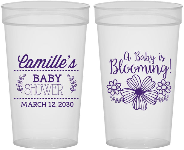 Personalized Baby Shower 32 oz Stadium Cups - Blooming | 90009