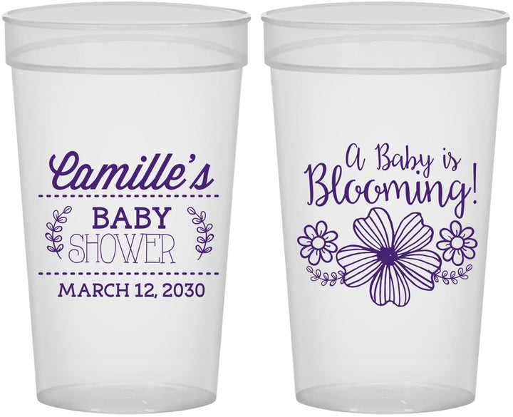 Personalized Baby Shower 32 oz Stadium Cups - Blooming | 90009