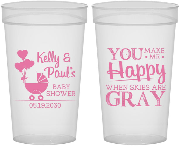 Personalized Baby Shower 32 oz Stadium Cups - You Make Me Happy | 90010