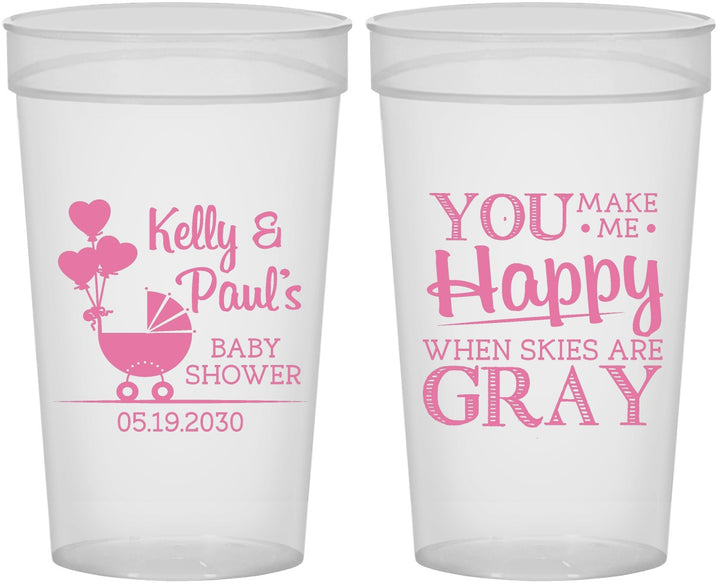 Personalized Baby Shower 32 oz Stadium Cups - You Make Me Happy | 90010