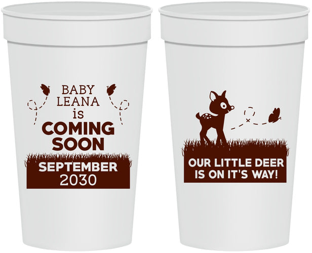 Personalized Baby Shower 32 oz Stadium Cups - Little Deer On The Way | 90011