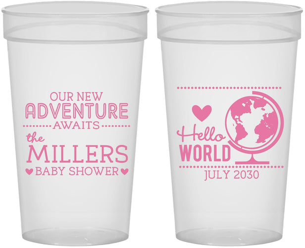 Personalized Baby Shower 32 oz Stadium Cups - Hello World | 90013