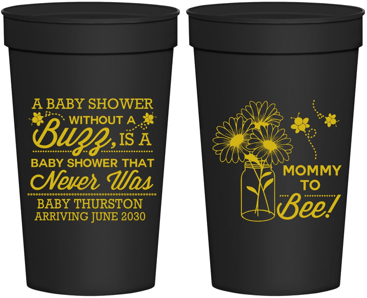 Personalized Baby Shower 32 oz Stadium Cups - Mommy To Bee | 90016