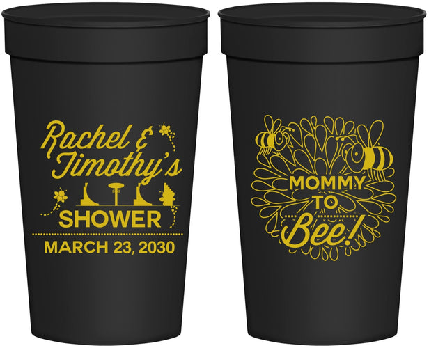 Personalized Baby Shower 32 oz Stadium Cups - Mommy To Bee | 90017