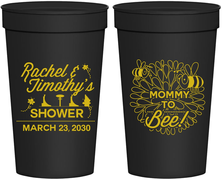 Personalized Baby Shower 32 oz Stadium Cups - Mommy To Bee | 90017