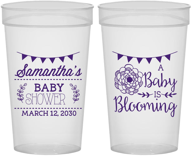 Personalized Baby Shower 32 oz Stadium Cups - Blooming | 90020