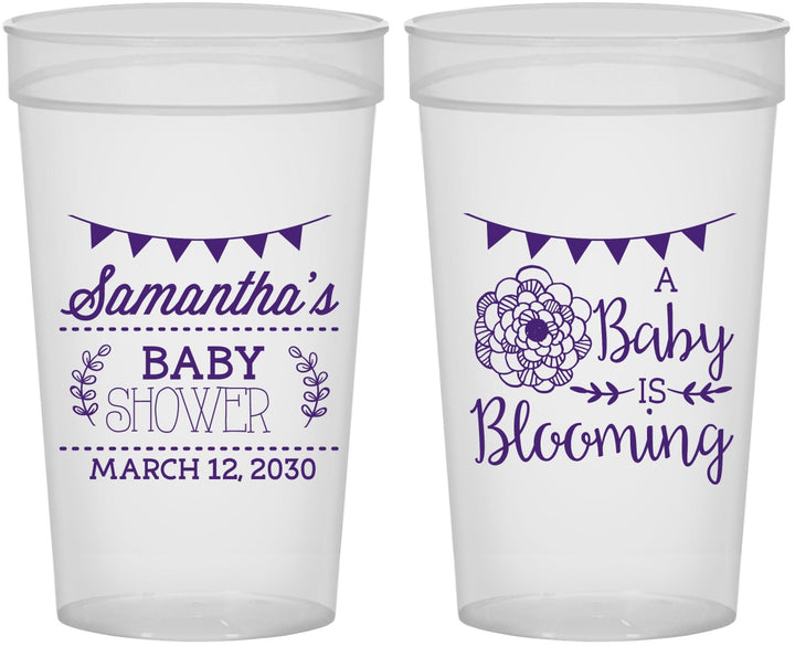 Personalized Baby Shower 32 oz Stadium Cups - Blooming | 90020