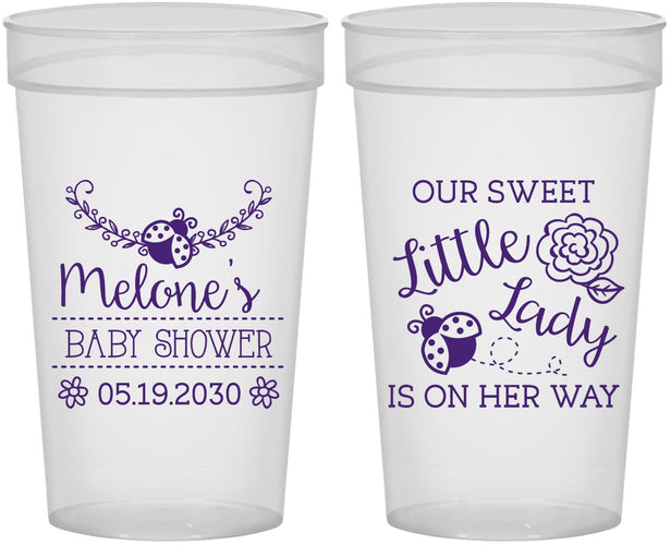 Personalized Baby Shower 32 oz Stadium Cups - Little Lady On The Way | 90021