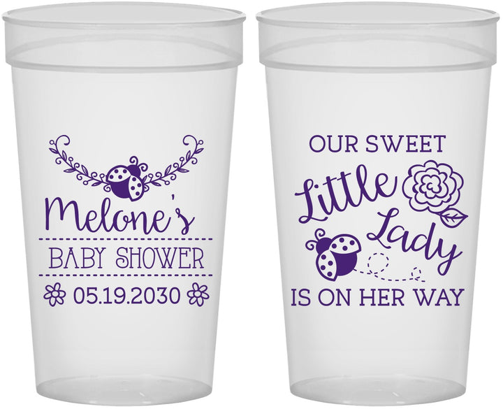 Personalized Baby Shower 32 oz Stadium Cups - Little Lady On The Way | 90021