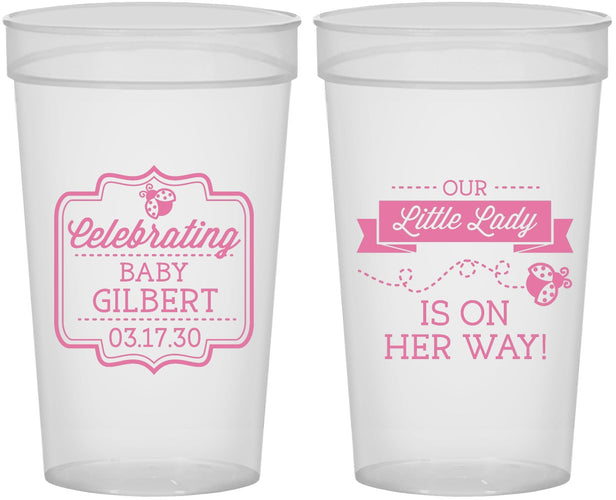 Personalized Baby Shower 32 oz Stadium Cups - Little Lady On The Way | 90022