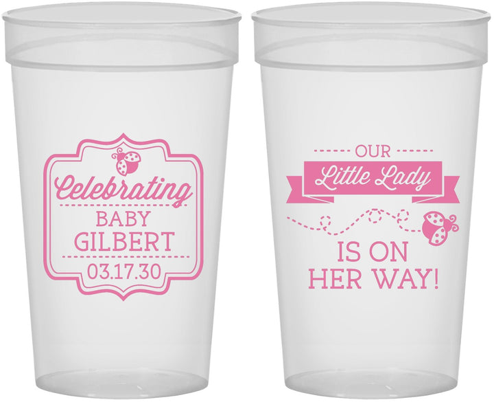 Personalized Baby Shower 32 oz Stadium Cups - Little Lady On The Way | 90022