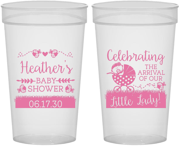 Personalized Baby Shower 32 oz Stadium Cups - Little Lady On The Way | 90023