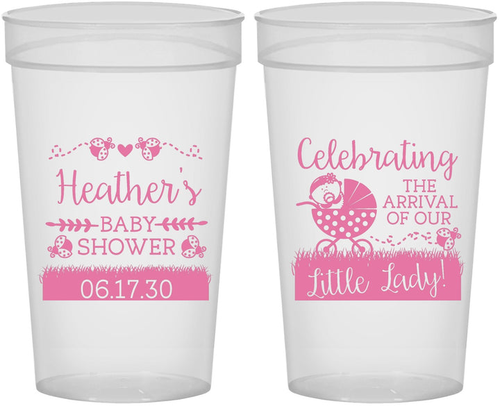 Personalized Baby Shower 32 oz Stadium Cups - Little Lady On The Way | 90023