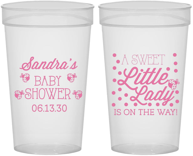Personalized Baby Shower 32 oz Stadium Cups - Sweet Little Lady | 90024