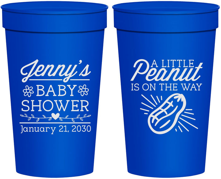 Personalized Baby Shower 32 oz Stadium Cups - Peanut On The Way | 90025