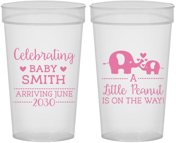 Personalized Baby Shower 32 oz Stadium Cups - Peanut On The Way | 90027