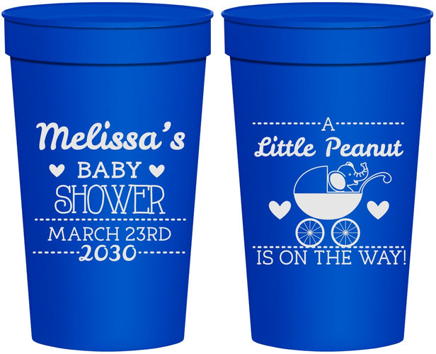 Personalized Baby Shower 32 oz Stadium Cups - Peanut On The Way | 90028