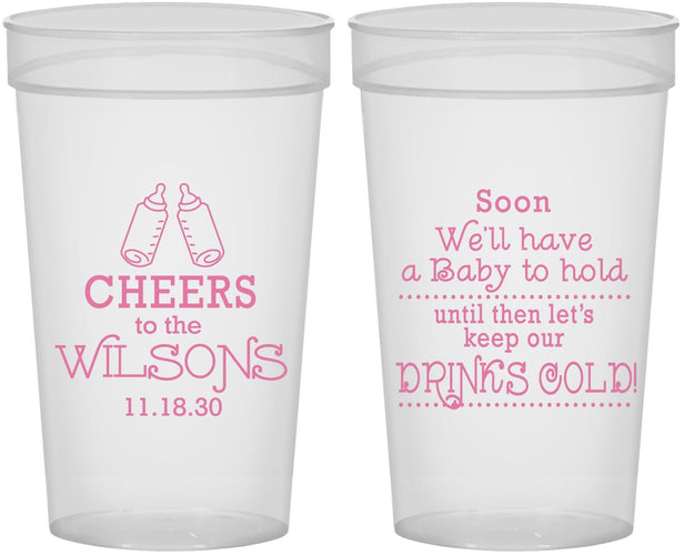 Personalized Baby Shower 32 oz Stadium Cups - Cheers Bottle | 90031