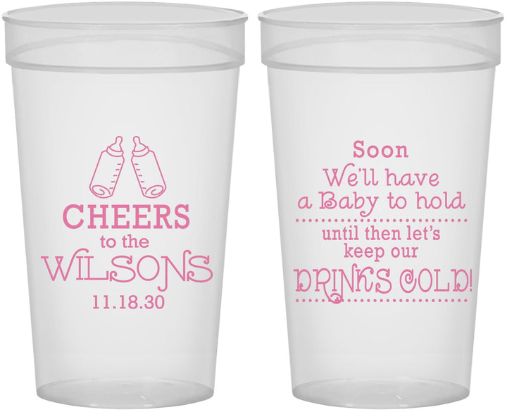 Personalized Baby Shower 32 oz Stadium Cups - Cheers Bottle | 90031