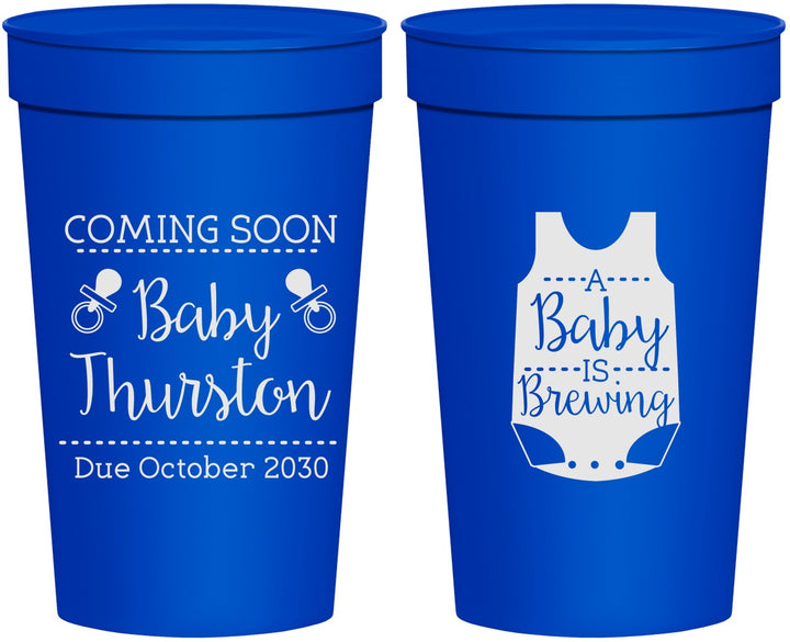 Personalized Baby Shower 32 oz Stadium Cups - Baby Is Brewing | 90039
