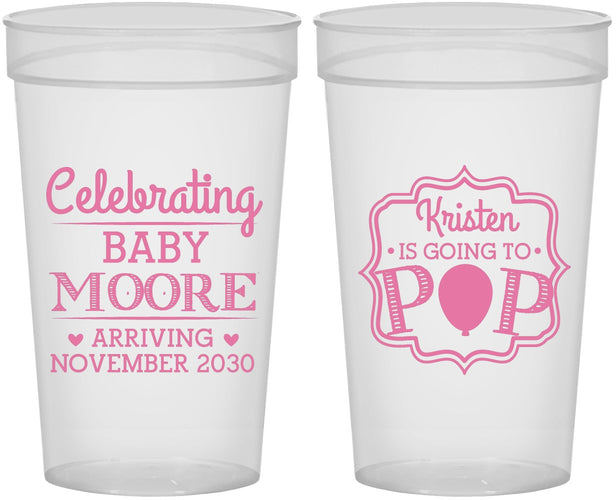 Personalized Baby Shower 32 oz Stadium Cups - Going To Pop | 90040