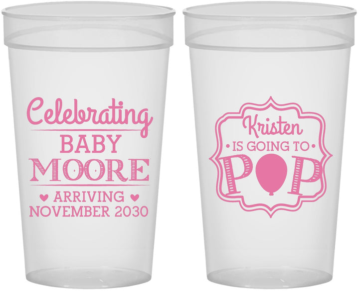 Personalized Baby Shower 32 oz Stadium Cups - Going To Pop | 90040