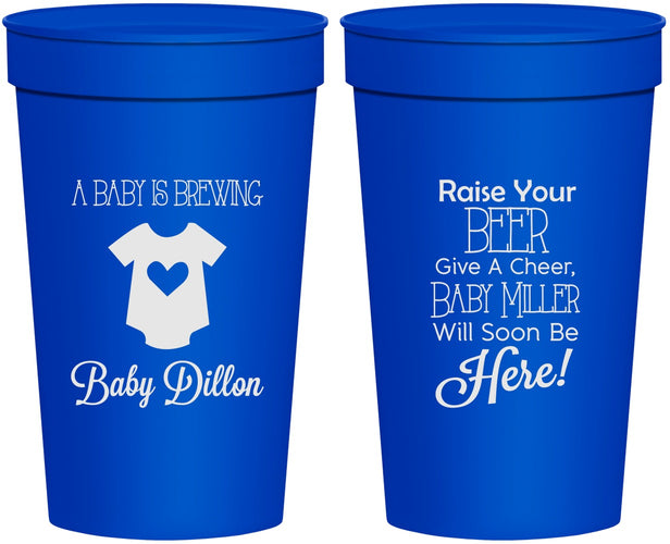 Personalized Baby Shower 32 oz Stadium Cups - Baby Is Brewing | 90041