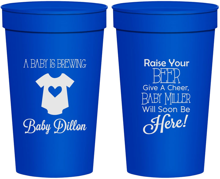 Personalized Baby Shower 32 oz Stadium Cups - Baby Is Brewing | 90041