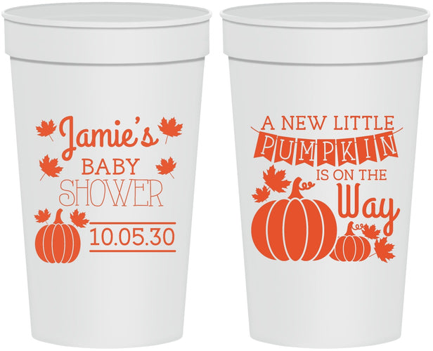 Personalized Baby Shower 32 oz Stadium Cups - Pumpkin On The Way | 90042