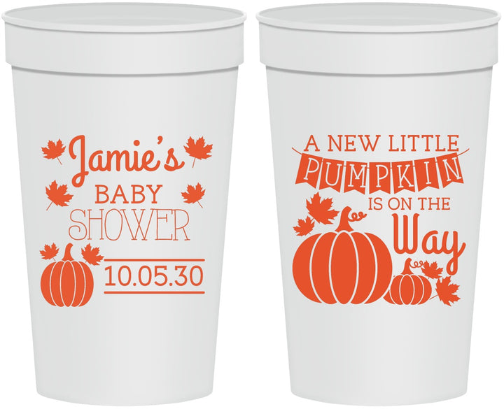 Personalized Baby Shower 32 oz Stadium Cups - Pumpkin On The Way | 90042