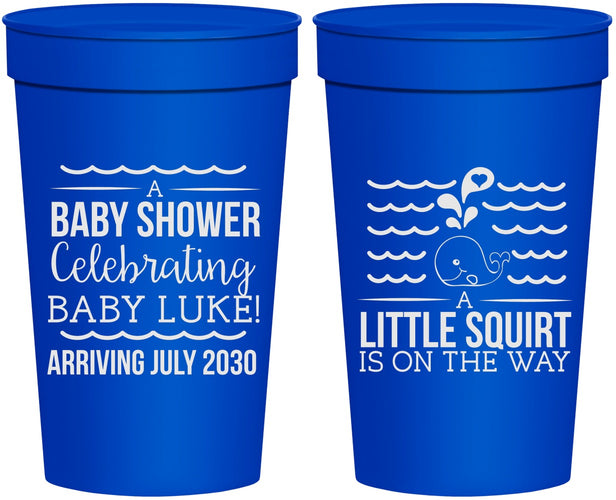 Personalized Baby Shower 32 oz Stadium Cups - Little Squirt On The Way | 90043