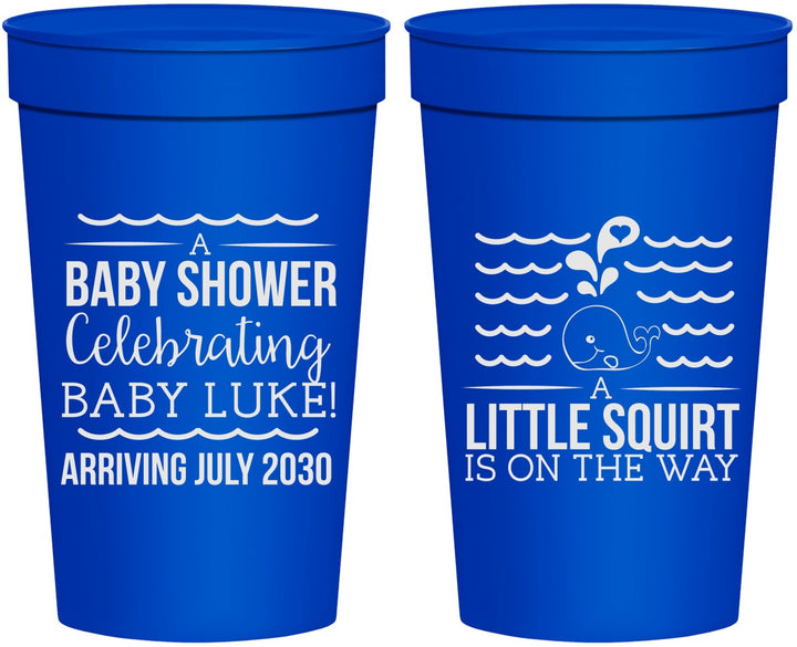 Personalized Baby Shower 32 oz Stadium Cups - Little Squirt On The Way | 90043