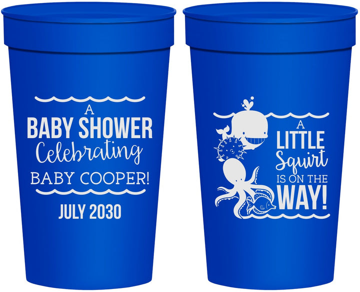 Personalized Baby Shower 32 oz Stadium Cups - Little Squirt On The Way | 90045